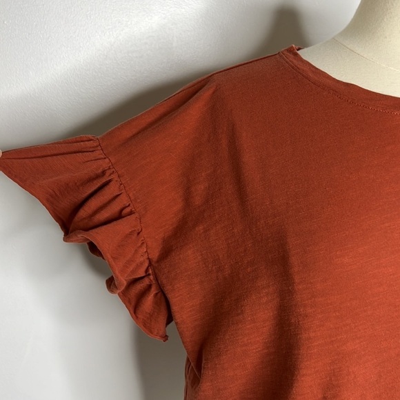 Peruvian Connection women’s Rust brown Lilian top ruffle sleeve size Small - Picture 3 of 8